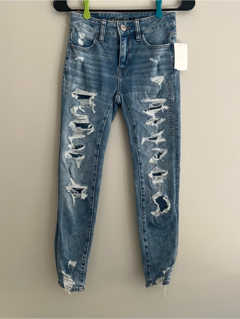 American Eagle Outfitters Distressed Light Blue Skinny Jeans